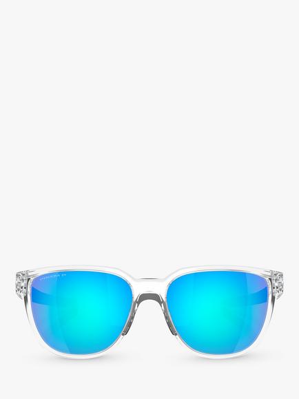 Oakley OO925 Men's Polarised Rectangular Sunglasses, Clear/Blue - view 2, Clear/Blue