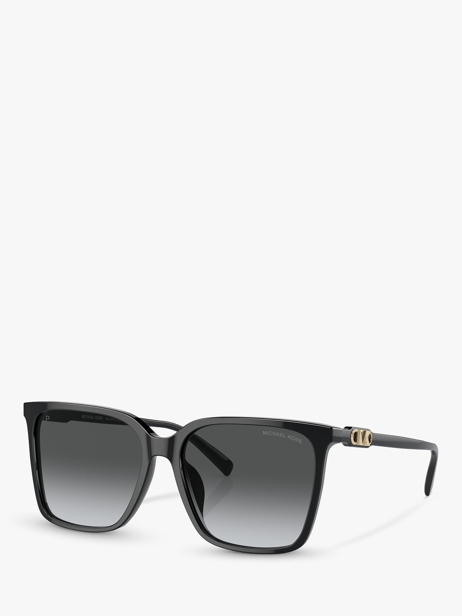 Product image 1 of 5, which shows Michael Kors MK2197U Women's Canberra Polarised Round Sunglasses, Black/Grey Gradient