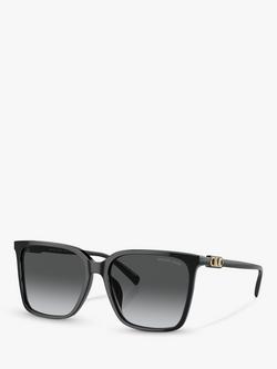 Michael Kors MK2197U Women's Canberra Polarised Round Sunglasses, Black/Grey Gradient