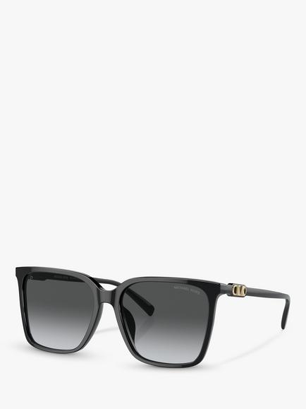 Michael Kors MK2197U Women's Canberra Polarised Round Sunglasses, Black