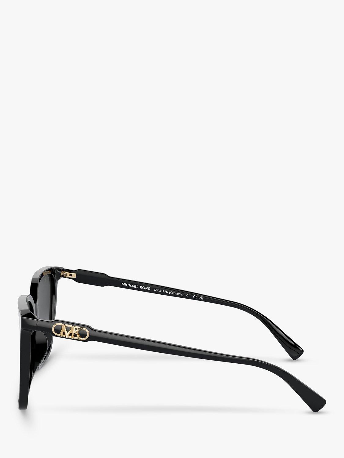 Product image 3 of 5, which shows Michael Kors MK2197U Women's Canberra Polarised Round Sunglasses, Black/Grey Gradient