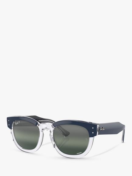 Ray-Ban RB0298S Unisex Mega Hawkeye Sunglasses, Blue On Transparent, Blue On Transparent