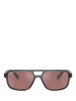 Ray-Ban RB4414M Scuderia Ferrari Men's Polarised Irregular Sunglasses, Transparent Grey/Pink - view 2, Transparent Grey/Pink