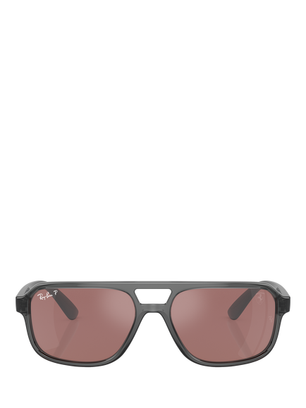Ray-Ban RB4414M Scuderia Ferrari Men's Polarised Irregular Sunglasses, Transparent Grey/Pink - view 2, Transparent Grey/Pink
