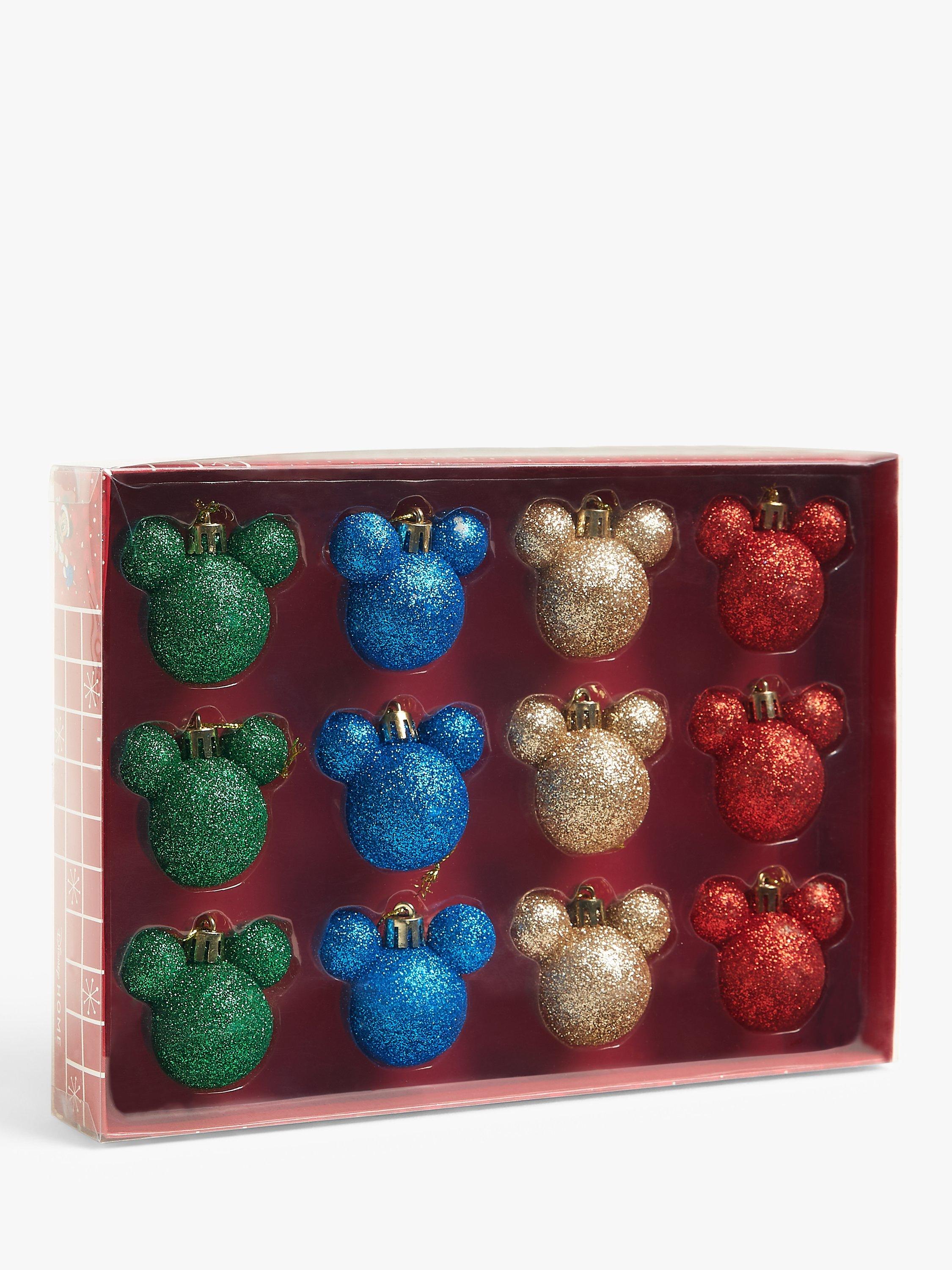 Disney Mickey Mouse Ears Christmas Tree Baubles, Box of 12, Multi