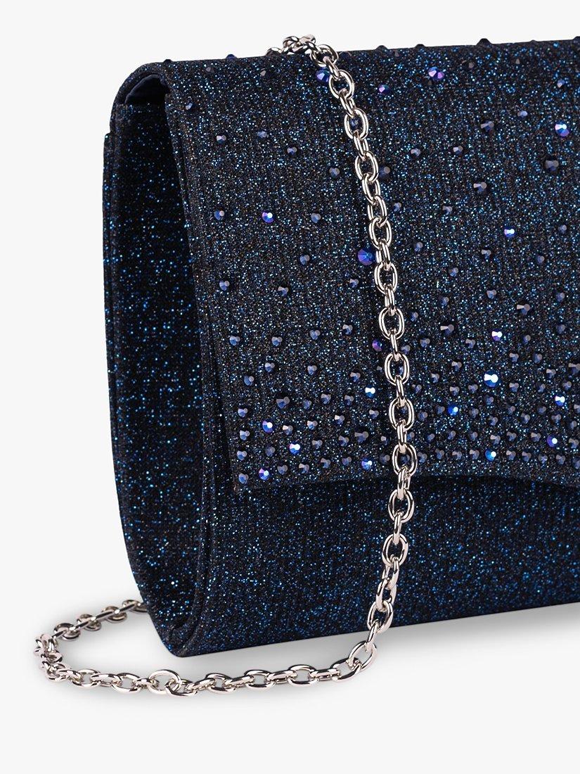 Product image 2 of 3, which shows Paradox London Deja Glitter Clutch Bag, Navy