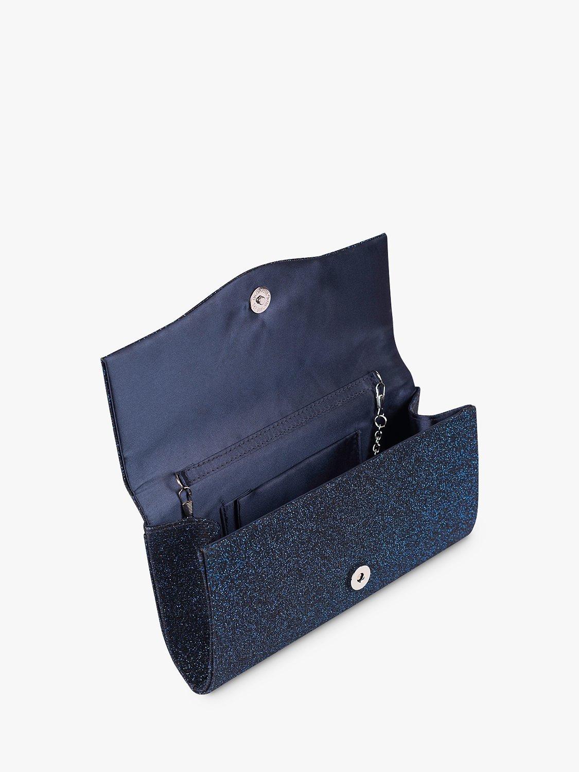 Product image 3 of 3, which shows Paradox London Deja Glitter Clutch Bag, Navy