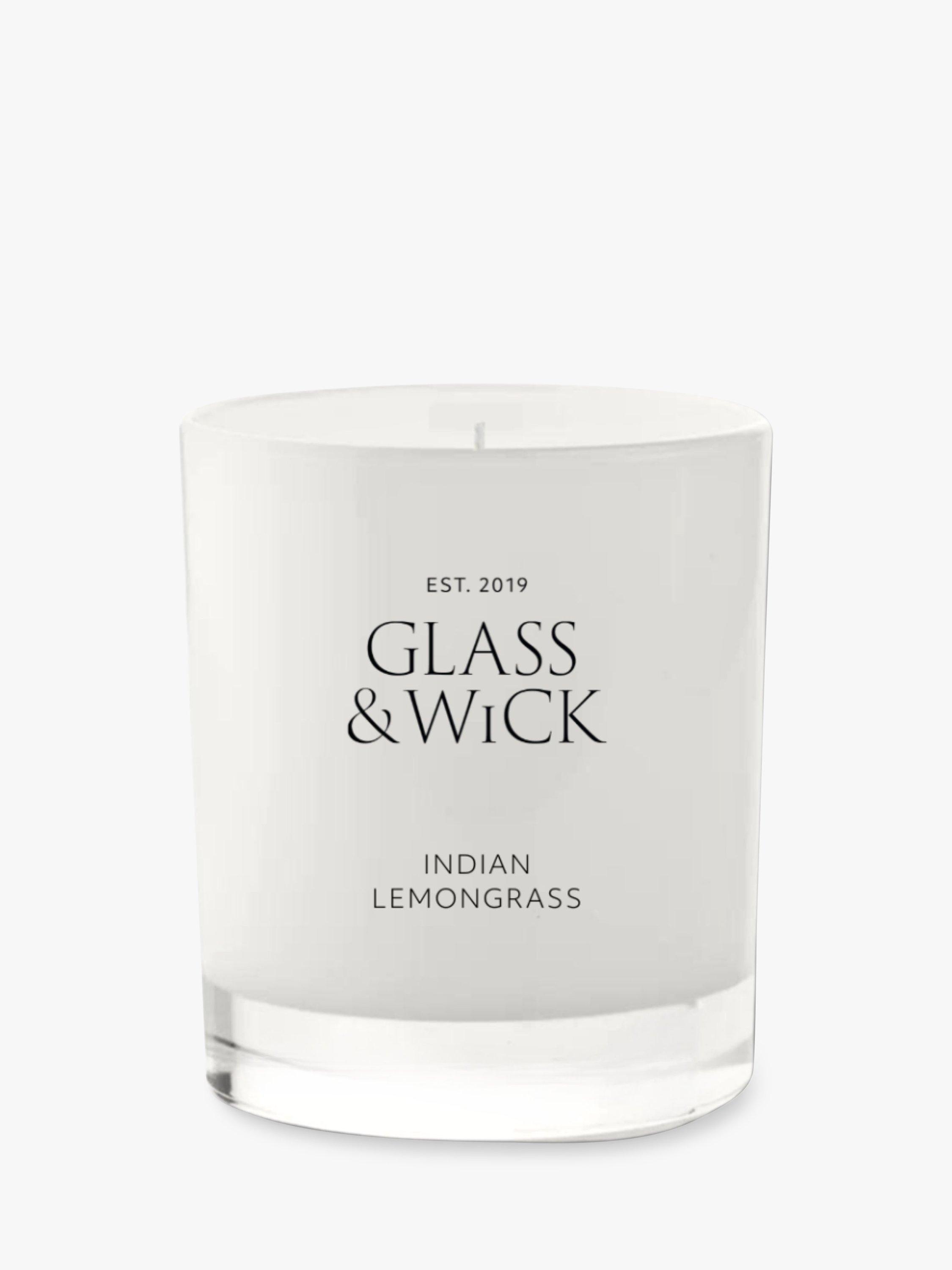 Glass & Wick Indian Lemongrass Scented Candle, 220g