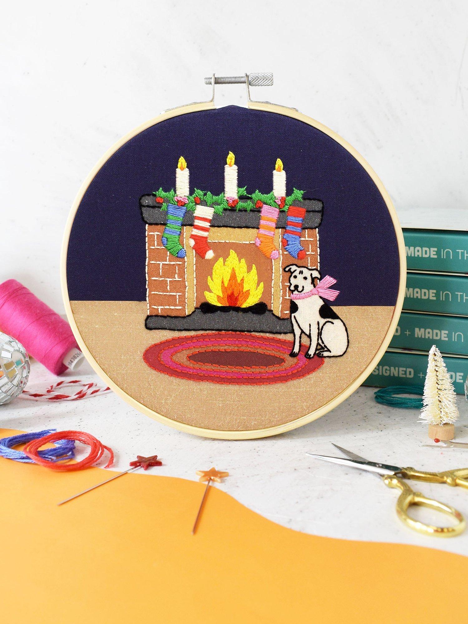 The Make Arcade Fireplace Embroidery Hoop Kit