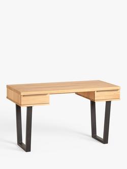 John Lewis Calia Small 2 Drawer Desk, Oak, Oak