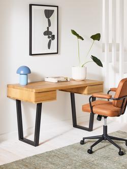 John Lewis Calia Small 2 Drawer Desk, Oak - view 2, Oak