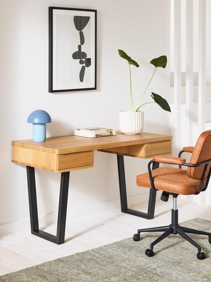 John Lewis Calia Small 2 Drawer Desk, Oak - view 2, Oak
