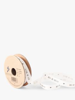 Berisfords Mr & Mrs Ribbon, L3m, Col 5- White
