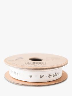 Berisfords Mr & Mrs Ribbon, L3m - view 2, Col 5- White