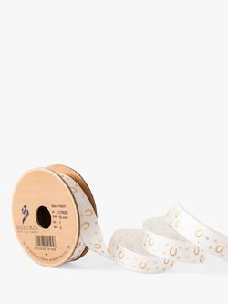 Berisfords Lucky Horseshoe Satin Ribbon, White, L3m, Col 1- White
