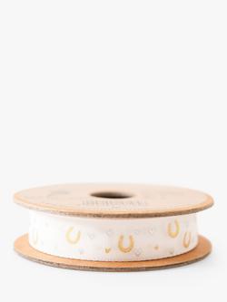 Berisfords Lucky Horseshoe Satin Ribbon, White, L3m - view 2, Col 1- White