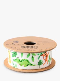 Berisfords Jungle Animals Satin Ribbon, Multi, 25mm - view 2, Col 1 - White