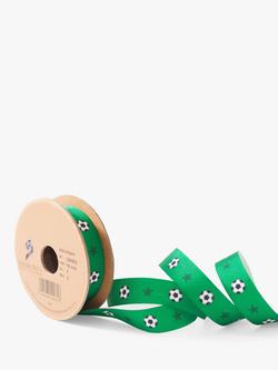 Berisfords Football Star Grosgrain Ribbon, Green, L3m, Col 1 - Green