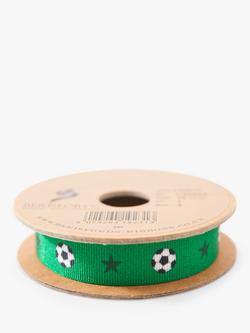 Berisfords Football Star Grosgrain Ribbon, Green, L3m - view 2, Col 1 - Green
