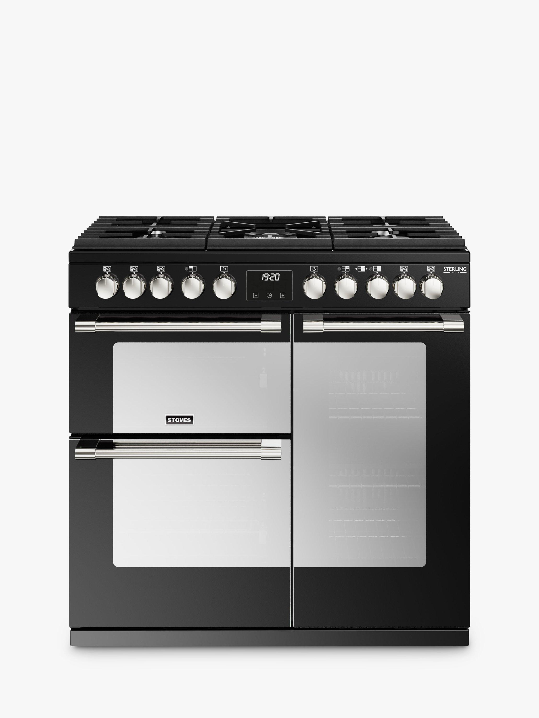Stoves Sterling Deluxe 90cm Dual Fuel Range Cooker, Black