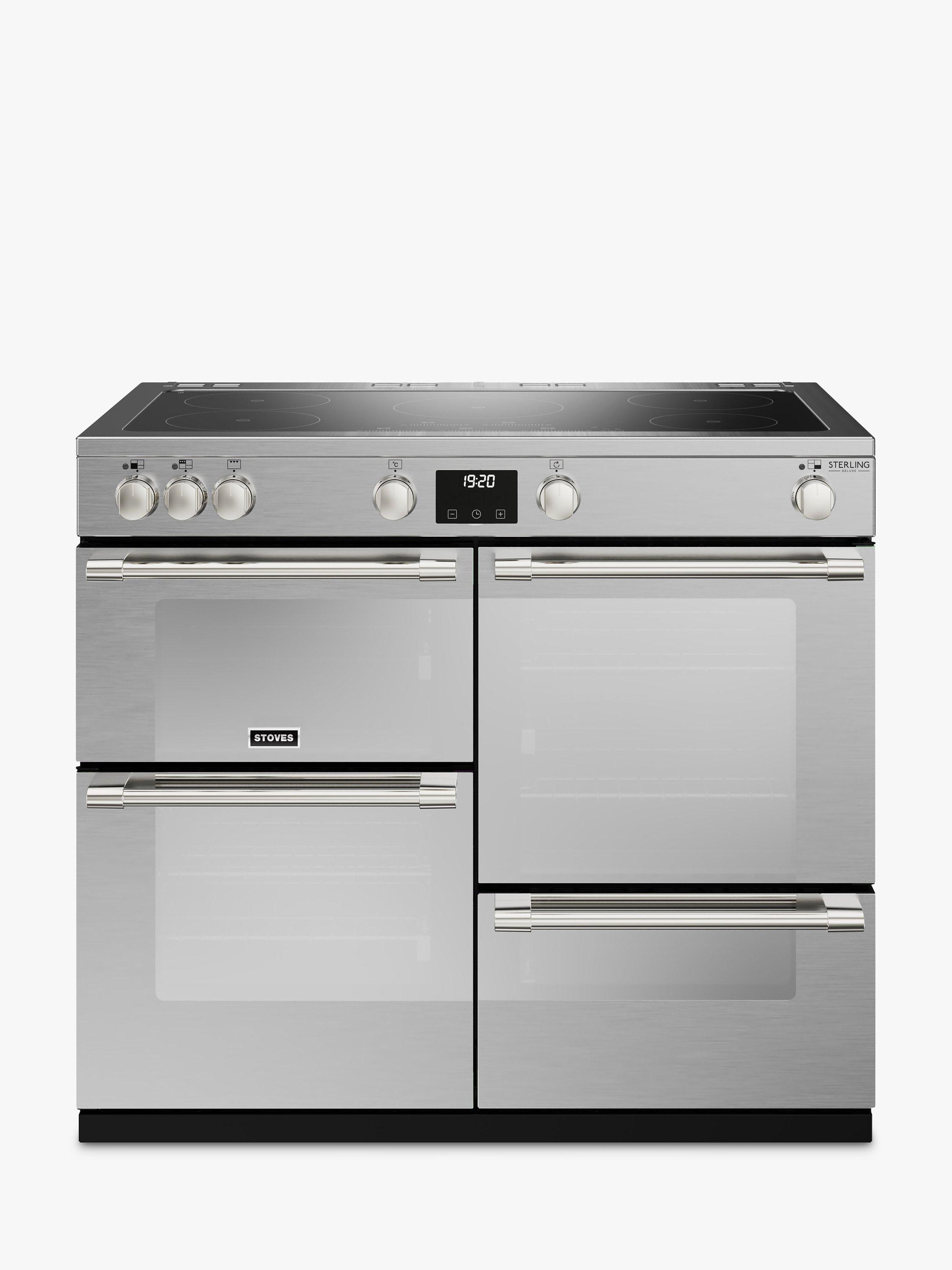 Stoves Sterling Deluxe 100cm Electric Range Cooker with Induction Hob, Stainless Steel