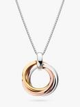 Kit Heath Bevel Trilogy Pendant Necklace, Yellow & Rose Gold/Silver