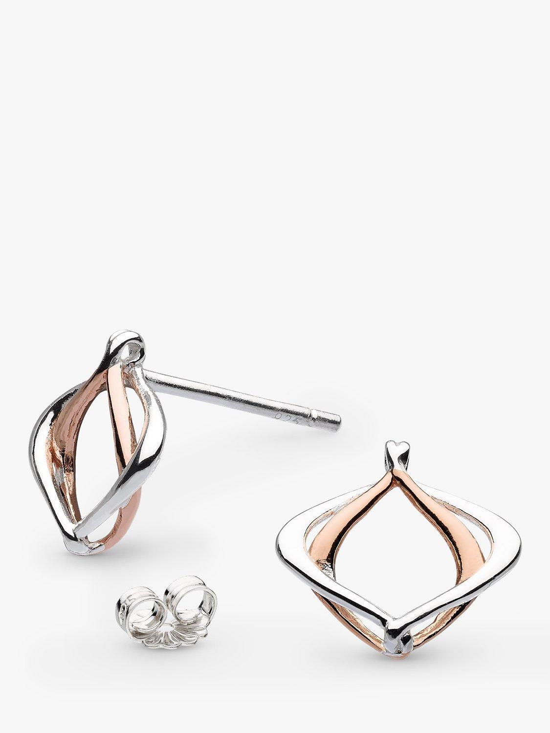 Kit Heath Entwine Alicia Stud Earrings, Rose Gold/Silver