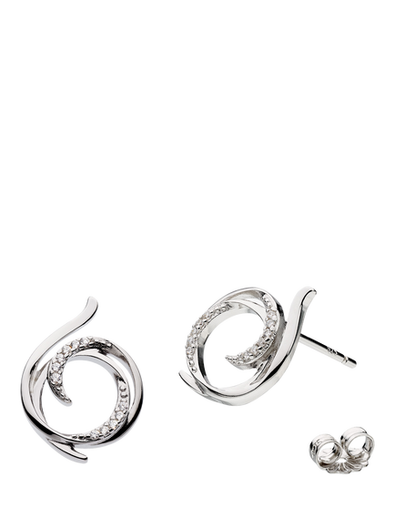 Kit Heath Entwine Helix Wrap Pave Cubic Zirconia Stud Earrings, Silver, Silver