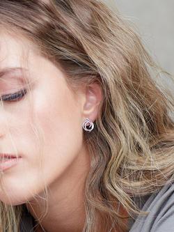 Kit Heath Entwine Helix Wrap Pave Cubic Zirconia Stud Earrings, Silver - view 2, Silver