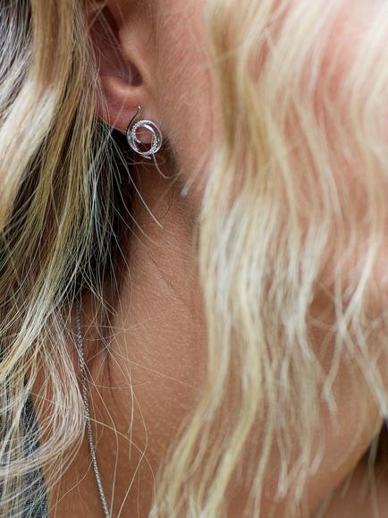 Kit Heath Entwine Helix Wrap Pave Cubic Zirconia Stud Earrings, Silver - view 2, Silver