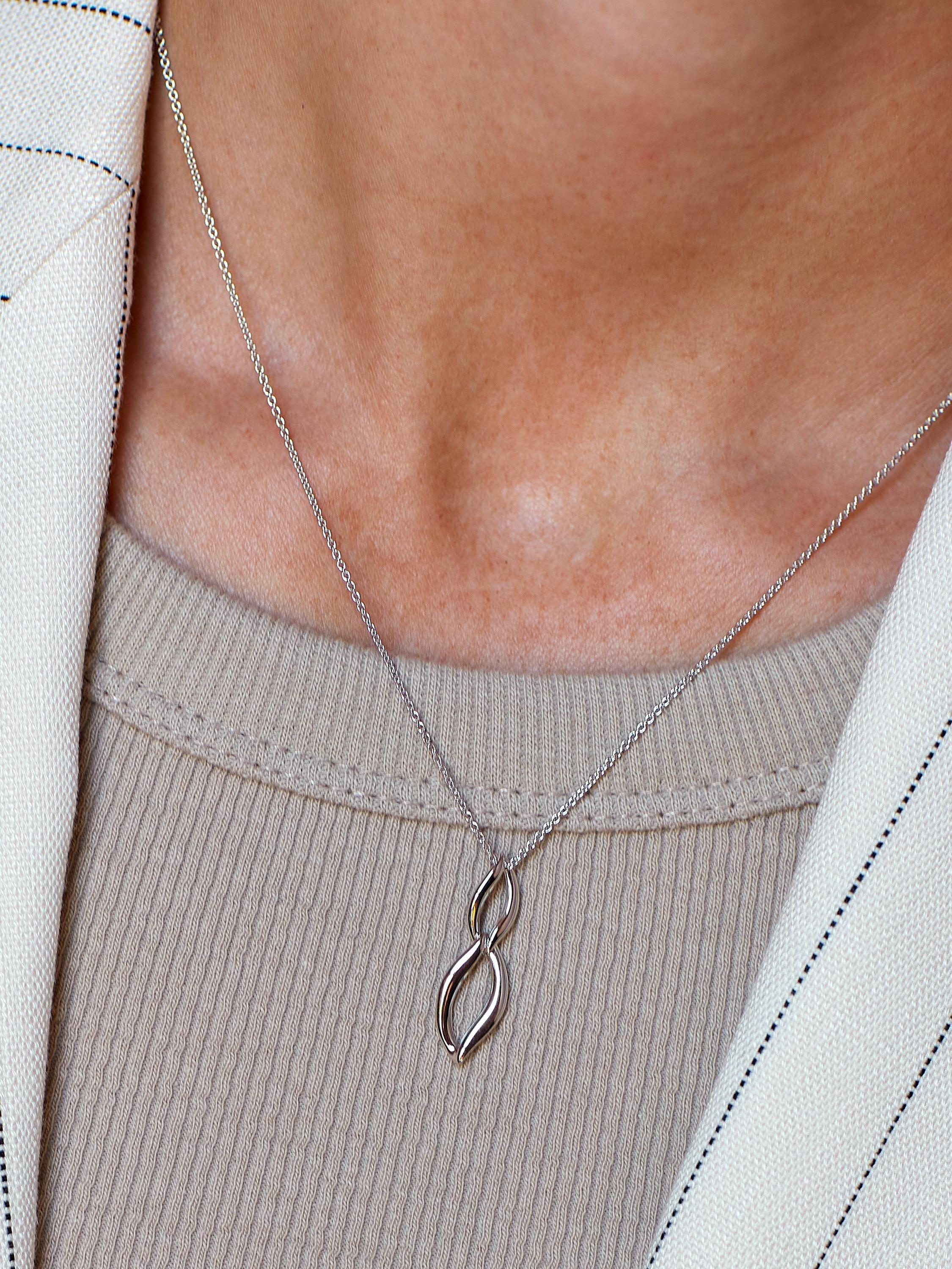 Product image 2 of 4, which shows Kit Heath Entwine Twine Duo Link Pendant Necklace, Silver