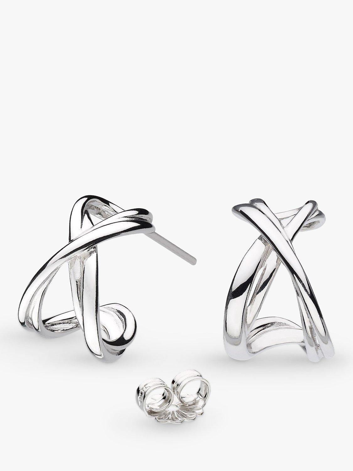 Product image 1 of 5, which shows Kit Heath Infinity Stud Hoop Earrings, Silver