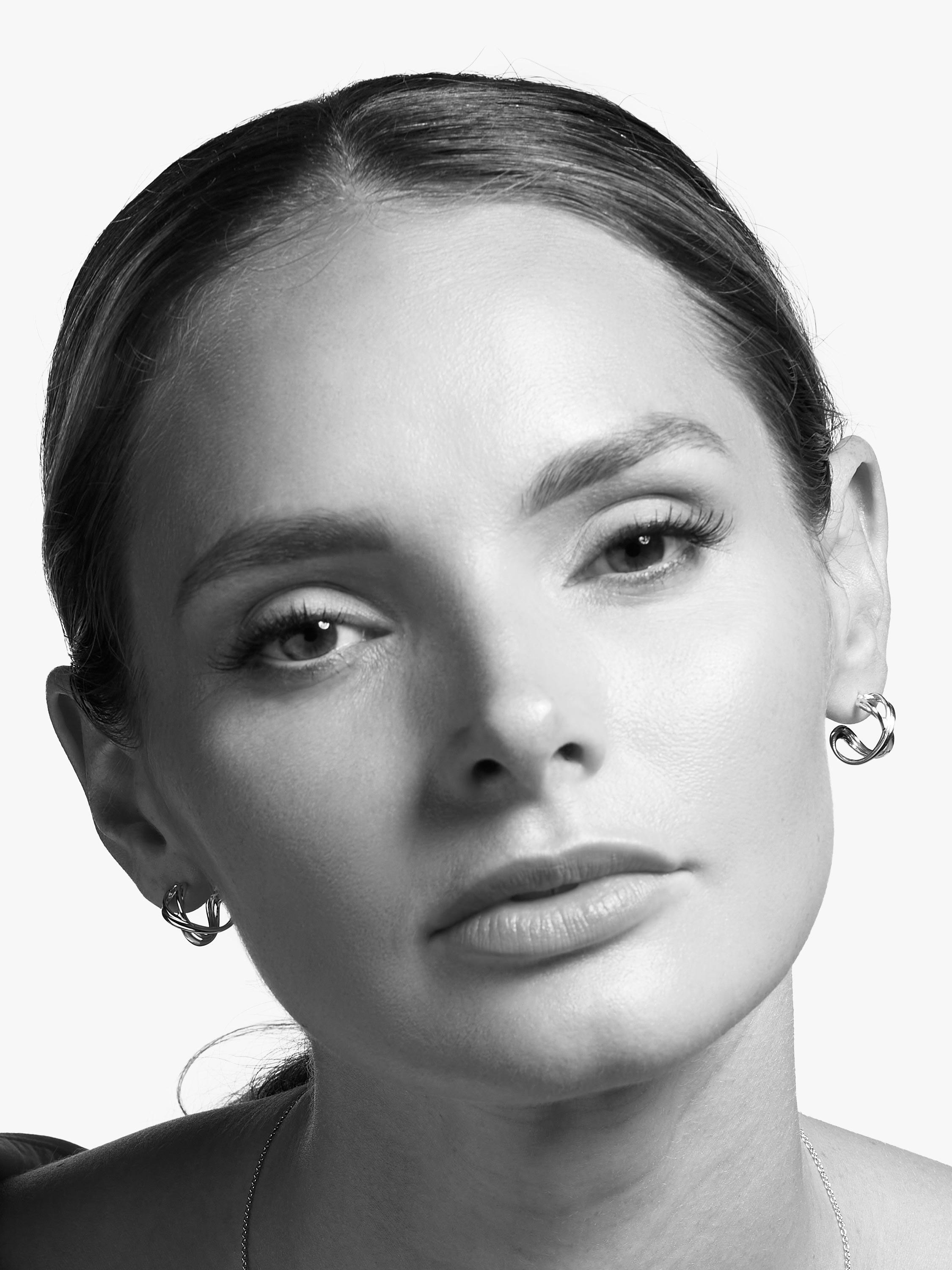 Product image 3 of 5, which shows Kit Heath Infinity Stud Hoop Earrings, Silver