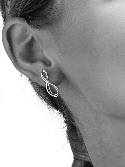 Kit Heath Infinity Stud Earrings, Silver - view 2, Silver