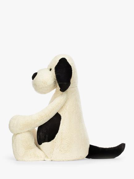 Jellycat Bashful Puppy Soft Toy, Black/Cream - view 2, Black/Cream