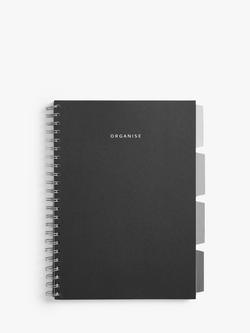 John Lewis 2.0 A4 Subject Divider Organiser, Black, Black