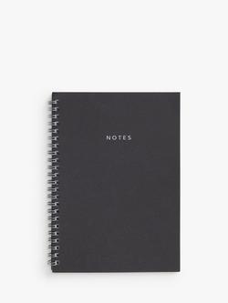 John Lewis 2.0 A5 Spiral Notebook, Black, Black