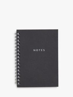 John Lewis 2.0 A6 Spiral Notebook, Black, Black
