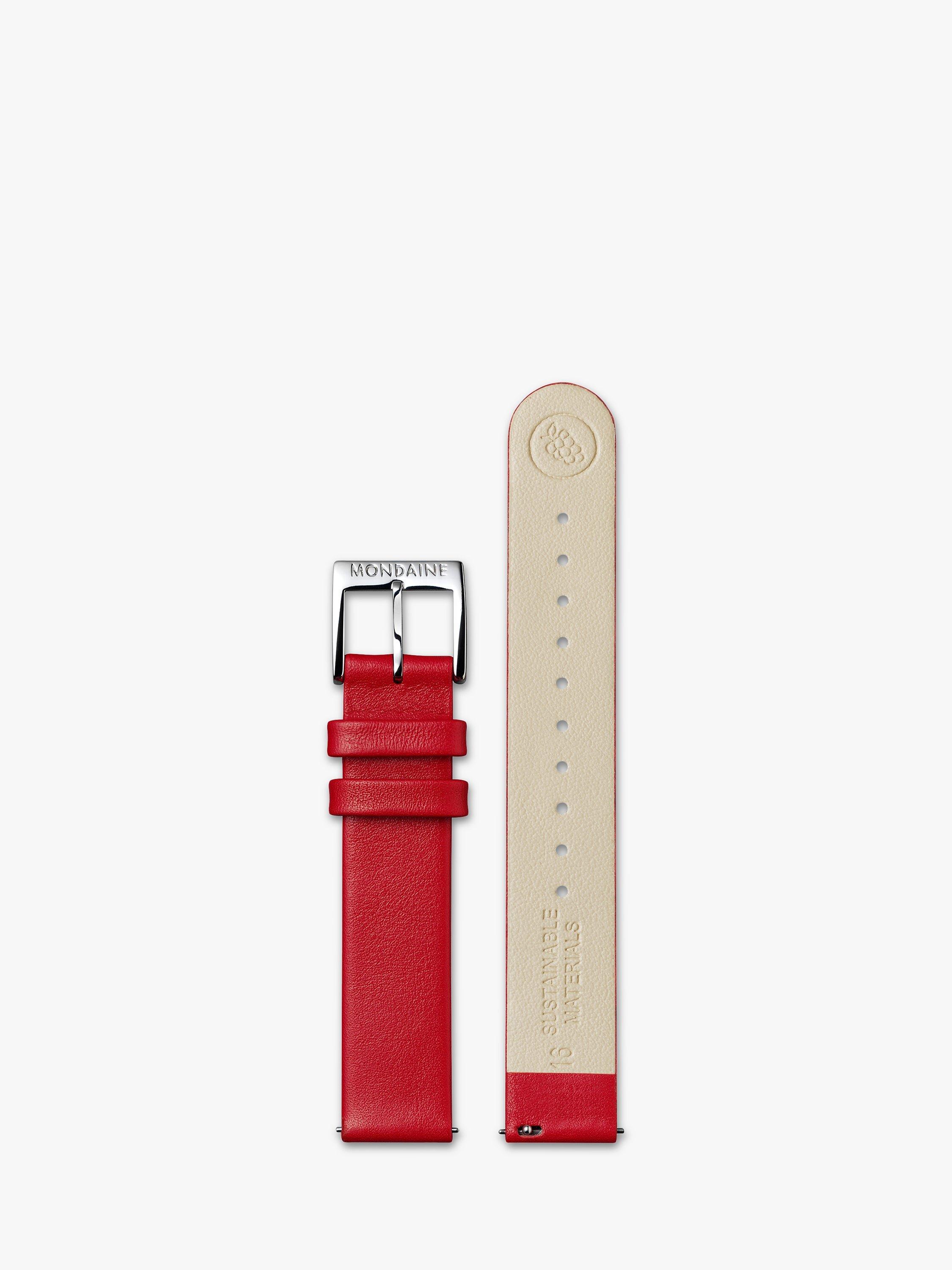 Product image 7 of 9, which shows Mondaine Unisex Petite Cushion Vegan Leather Strap Watch, Red