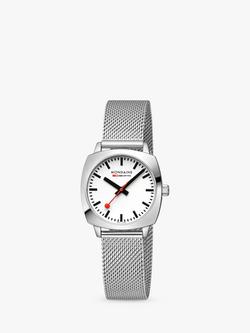 Mondaine MSL.31110.SM Women's Petite Cushion Mesh Strap Watch, Silver - view 2, Silver