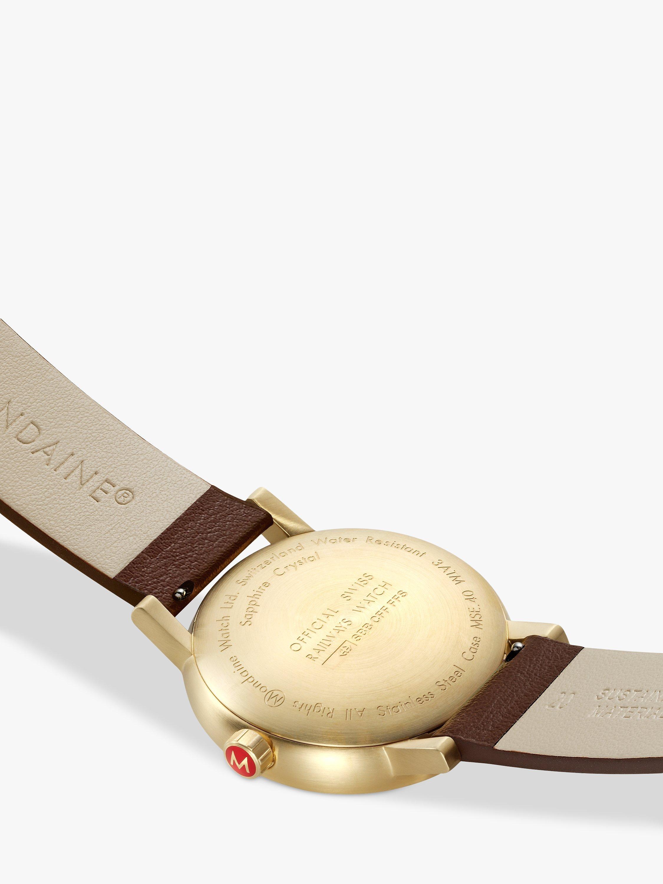 Product image 7 of 9, which shows Mondaine MSE.40112.LGV Unisex Vegan Leather Strap Watch, Brown