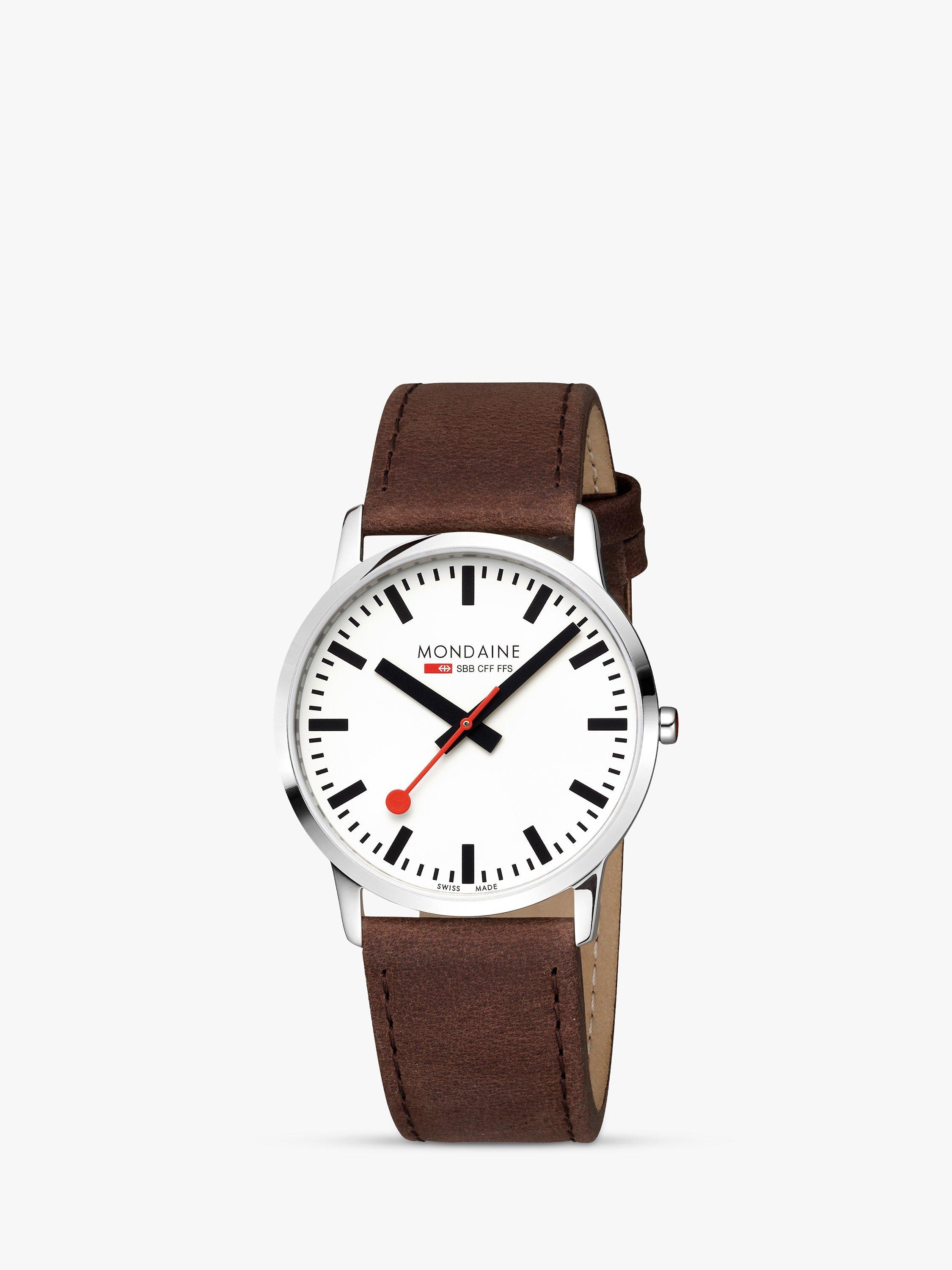 Mondaine A638.30350.12SBG Unisex Simply Elegant Leather Strap Watch Brown