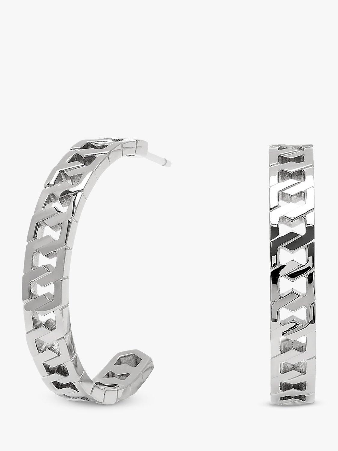 Olivia Burton Honeycomb Link Hoop Earrings, Silver