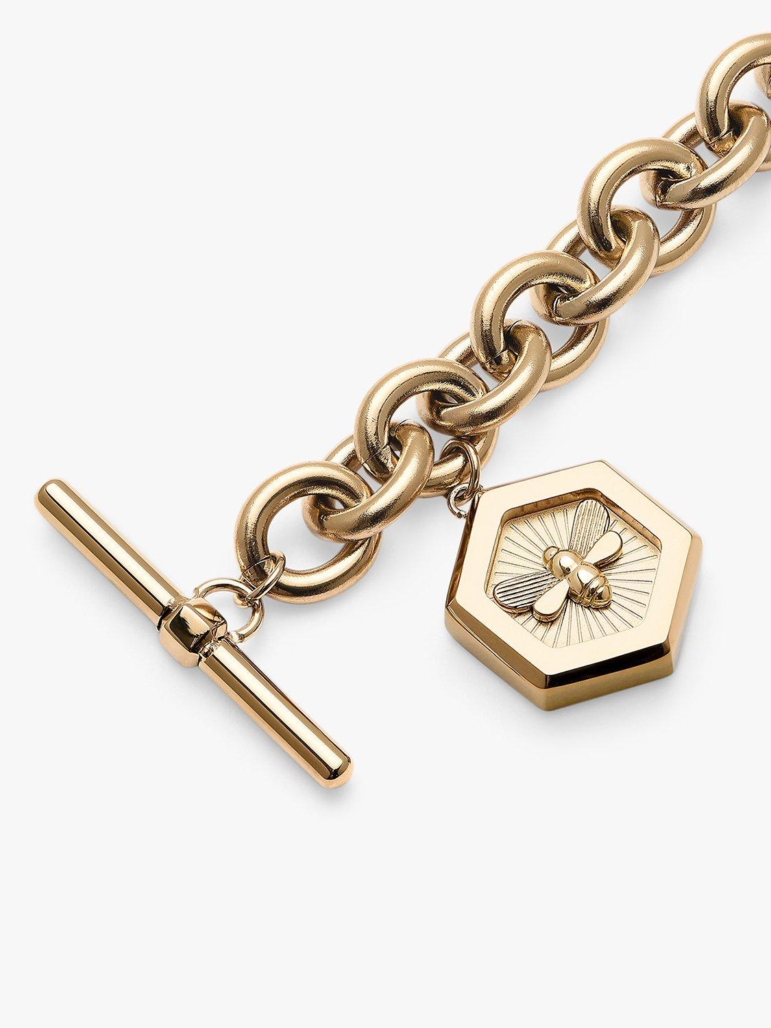 Product image 4 of 6, which shows Olivia Burton Bee & Honeycomb T-Bar Bracelet, Gold