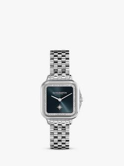 Olivia Burton Women's Grosvenor Square Sunray Dial Crystal Bracelet Strap Watch, Silver