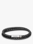 BOSS Men's Leather Double Braided Bracelet