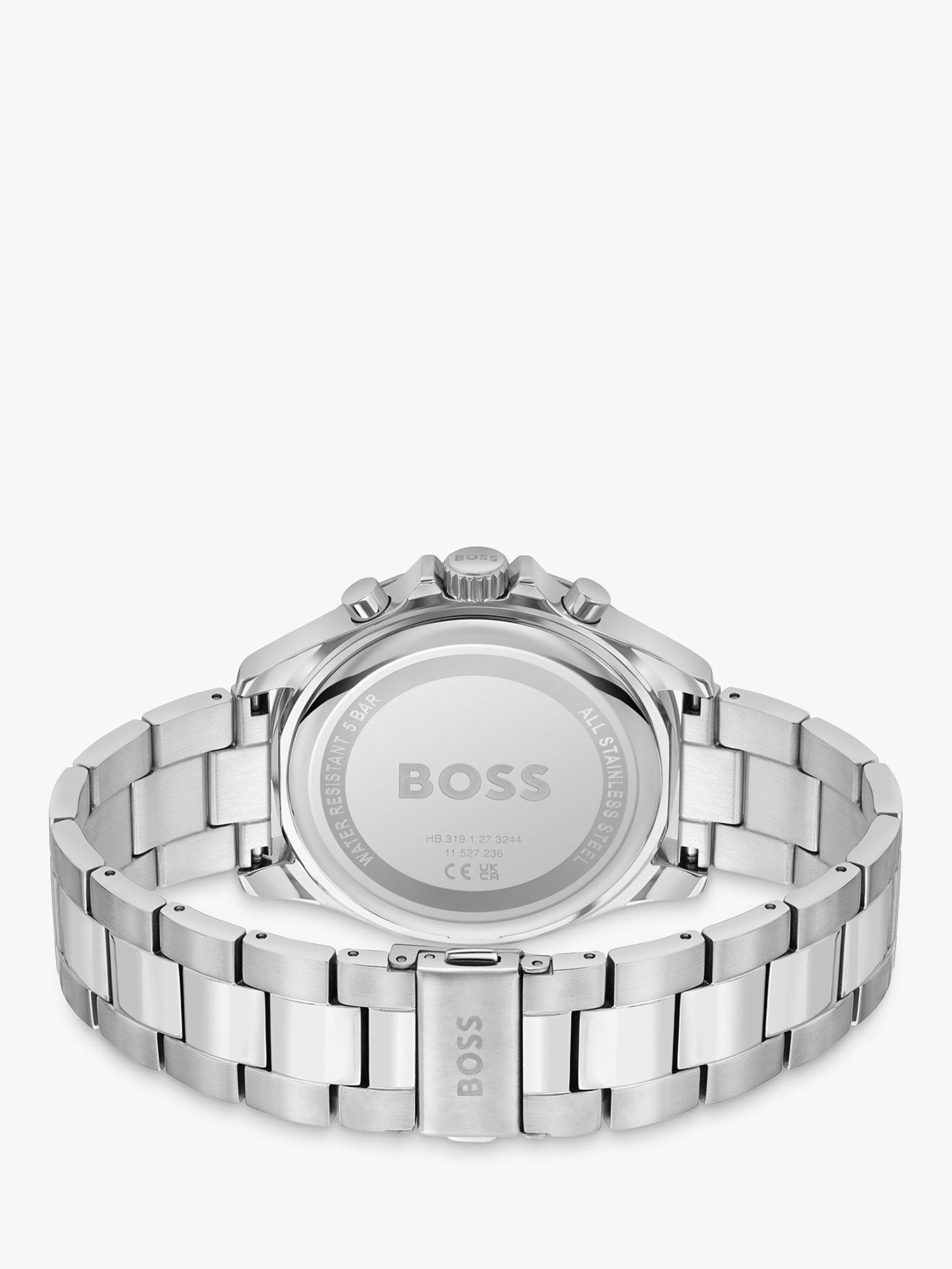 Product image 2 of 6, which shows BOSS Men's Troper Chronograph Bracelet Strap Watch, Silver/Black 1514108