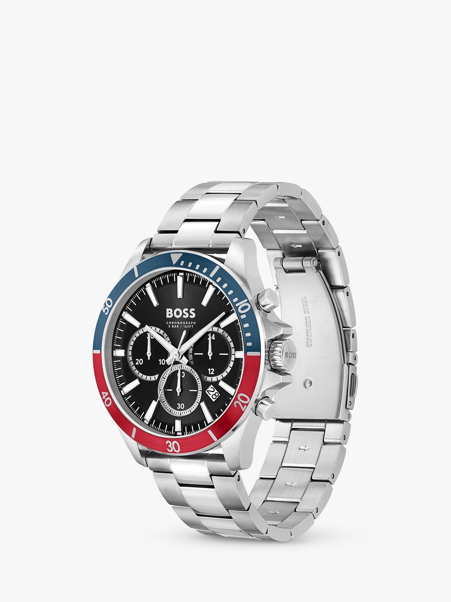 Product image 3 of 6, which shows BOSS Men's Troper Chronograph Bracelet Strap Watch, Silver/Black 1514108