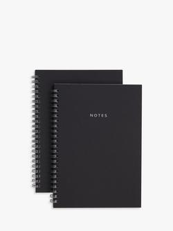 John Lewis 2.0 A5 Spiral Notebooks, Set of 2, Black, Black