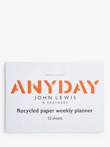John Lewis 2.0 A3 Weekly Planner, White, Black